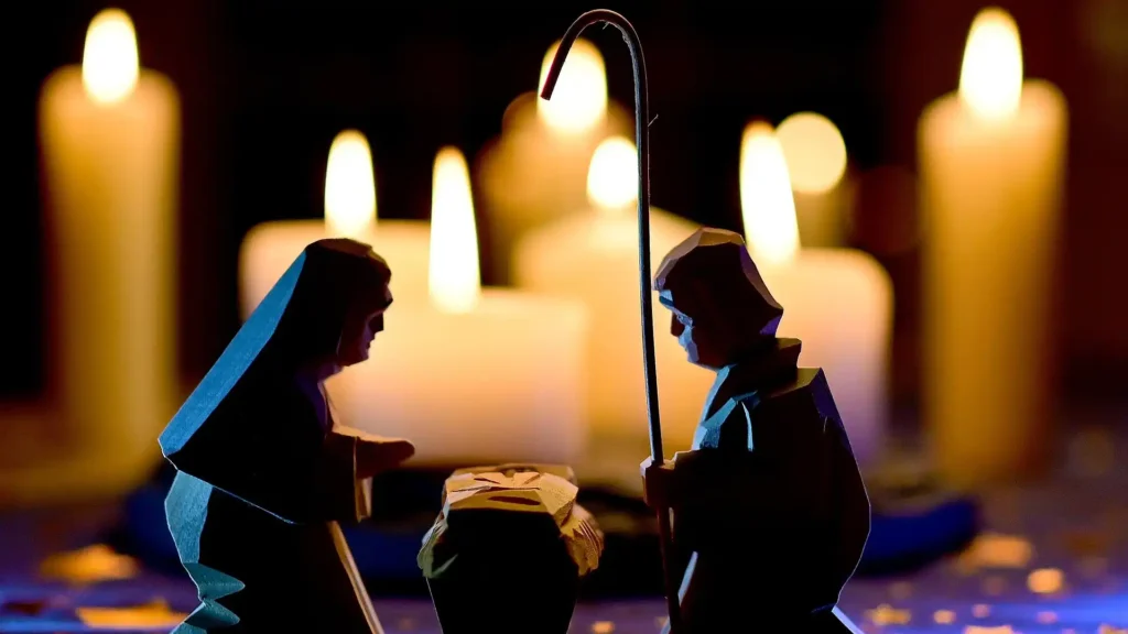 Nativity scene with candles